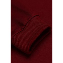 Burgundy Long Sleeve Pullover Men Hoodie