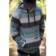 Men Striped Fleece Hoodie