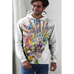 Halloween Floral Skull Print Men's Graphic Hoodie