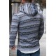 Red Tribal Print Kangaroo Pocket Men's Pullover Hoodie