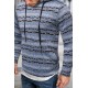 Red Tribal Print Kangaroo Pocket Men's Pullover Hoodie