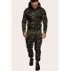 Men Camouflage Print & Drawstring Hoodie Tracksuit