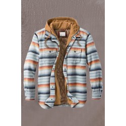 Men Fake Two-piece Quilted Plaid Jacket with Hood