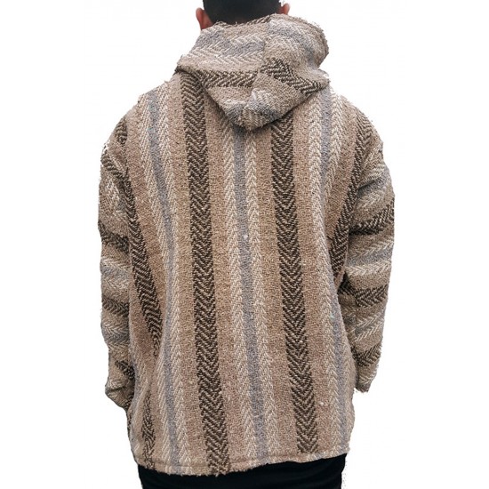 Men's Striped Pocket Knitted Hooded Coat