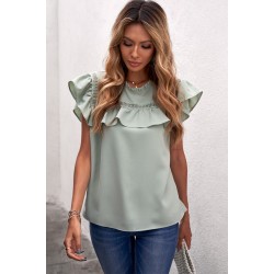 Green Flutter Ruffled Top