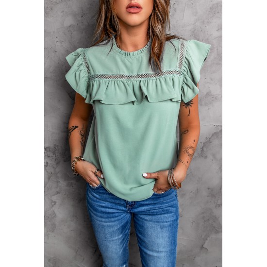 Green Flutter Ruffled Top