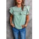 Green Flutter Ruffled Top