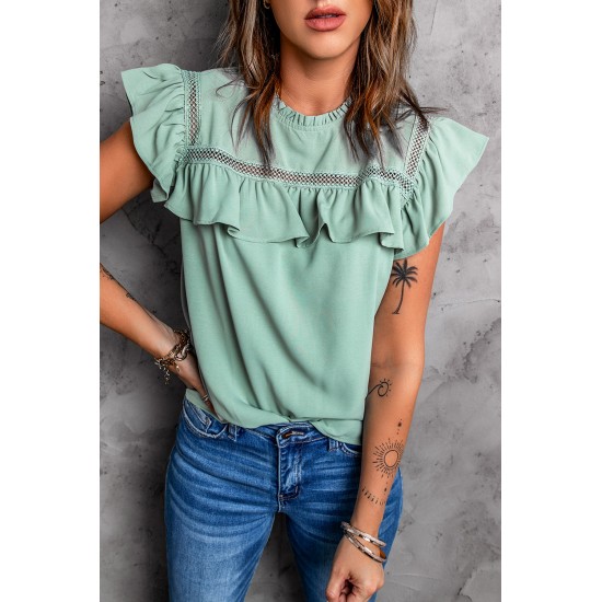 Green Flutter Ruffled Top