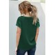 Green Lace V Neck Short Sleeve T-shirt