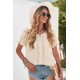 Apricot Crochet Eyelet Short Sleeves Top