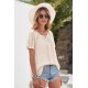 Apricot Crochet Eyelet Short Sleeves Top