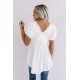 White Short Bubble Sleeves Textured Babydoll Top