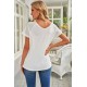 White Striped Raglan Sleeve Tee