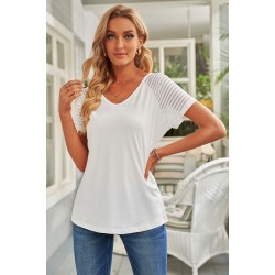 White Striped Raglan Sleeve Tee