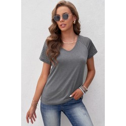 Gray Striped Raglan Sleeve Tee