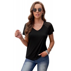 Black Striped Raglan Sleeve Tee