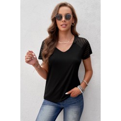 Black Striped Raglan Sleeve Tee