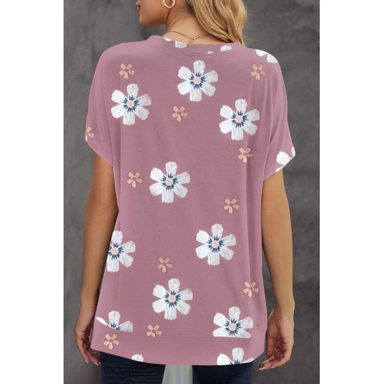 Pink Floral Pattern T-shirt