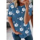 Blue Floral Pattern T-shirt