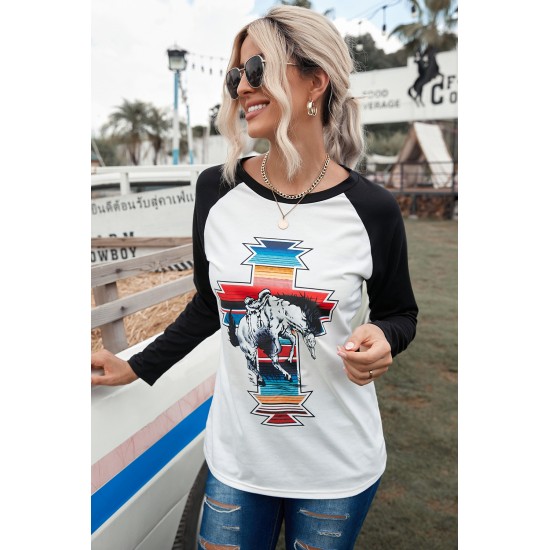 Serape War Paint Graphic Raglan Sleeve Top