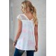 White Lace Splicing V Neck Short Sleeve Tie-dye Top