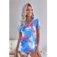 Sky Blue Cage Detail Tye Dye Top