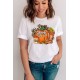 Halloween Pumpkin Face Graphic Print Short Sleeve T-shirt