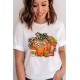 Halloween Pumpkin Face Graphic Print Short Sleeve T-shirt