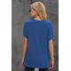 Blue Round Neck Short Sleeve Solid Color Tee