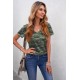 Green Camouflage Print Short Sleeve Tee