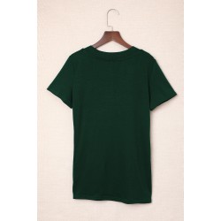 Green Solid Color V Neck Bodycon T-shirt