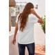 White V Neck Lace Trim Short Sleeve Top