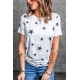 White Star Print Crew Neck T-shirt