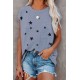 Grey Crew Neck Star Print T-shirt with Pocket