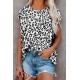 Crew Neck Leopard Print T-shirt with Pocket