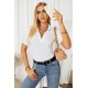 White Collared V Neck Drop Sleeves T-shirt