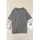 Gray Collared V Neck Drop Sleeves T-shirt