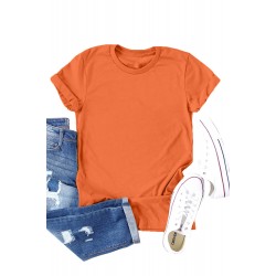 Orange Solid Color Crew Neck Tee