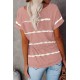 Pink Stripe Print Loose T-shirt