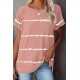 Pink Stripe Print Loose T-shirt