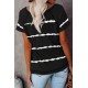 Black Stripe Print Loose T-shirt