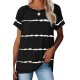 Black Stripe Print Loose T-shirt