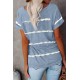 Blue Stripe Print Loose T-shirt