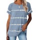 Blue Stripe Print Loose T-shirt