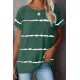 Green Stripe Print Loose T-shirt