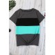 Gray Color Block Panel Front T-shirt with Knot