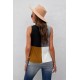 Brown Crew Neck Color Block Tank